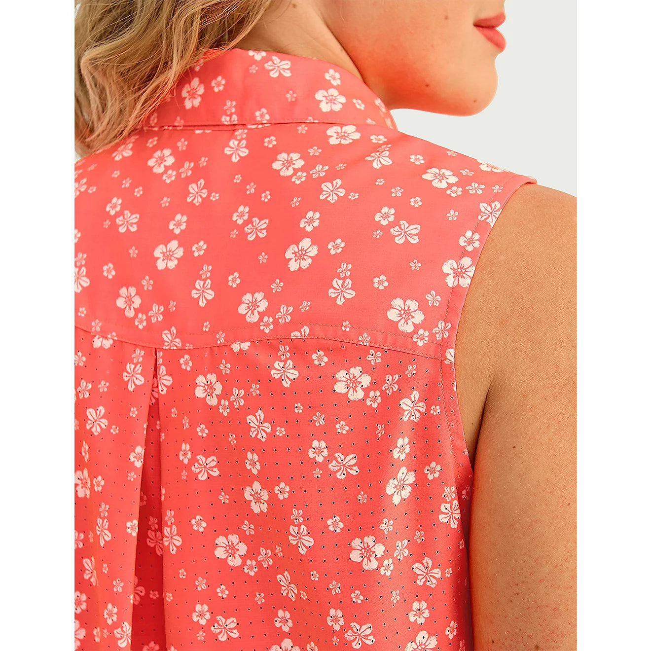 Huk Women’s Tide Point Printed Sleeveless Fishing Shirt – Pink