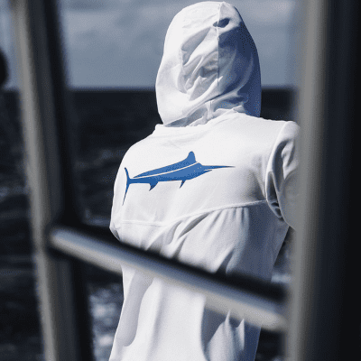 BILLFISH White Marlin Hooded Long Sleeve/White