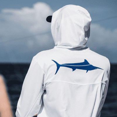BILLFISH White Marlin Hooded Long Sleeve/White