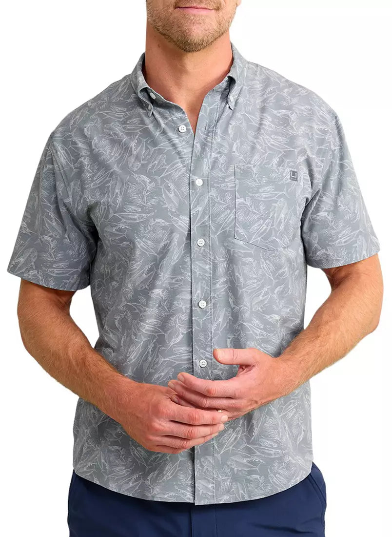 Huk KC Fish Chaos Kona Short Sleeve Button Up Shirt