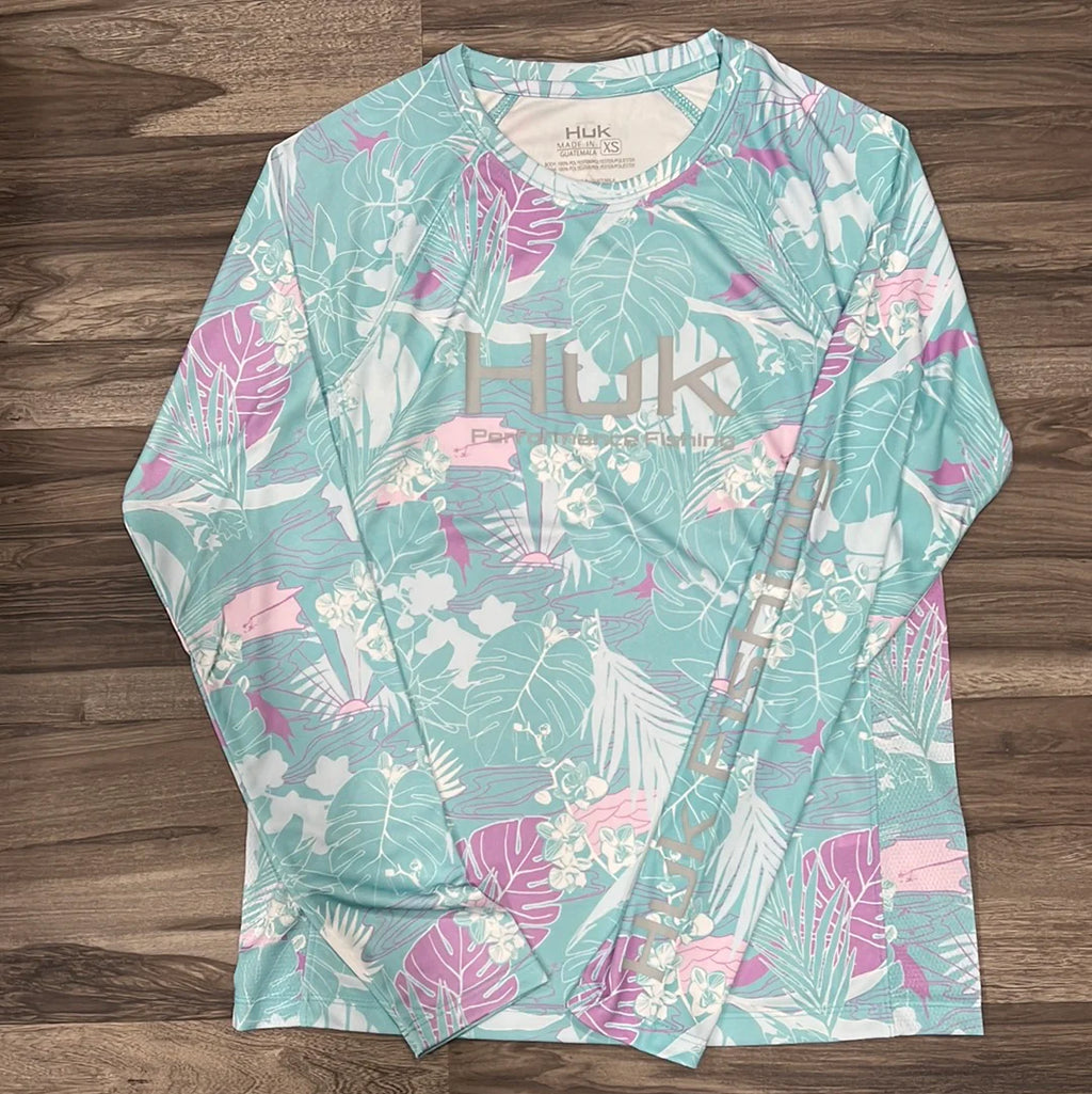 HUK Pursuit Crew Radical Botanical Women’s – Long Sleeve Performance Shirt